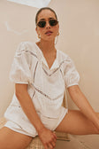 White Cheesecloth Puff Sleeve Amelia Top