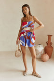 Valley Red Print Elastic Drawstring Vian Shorts