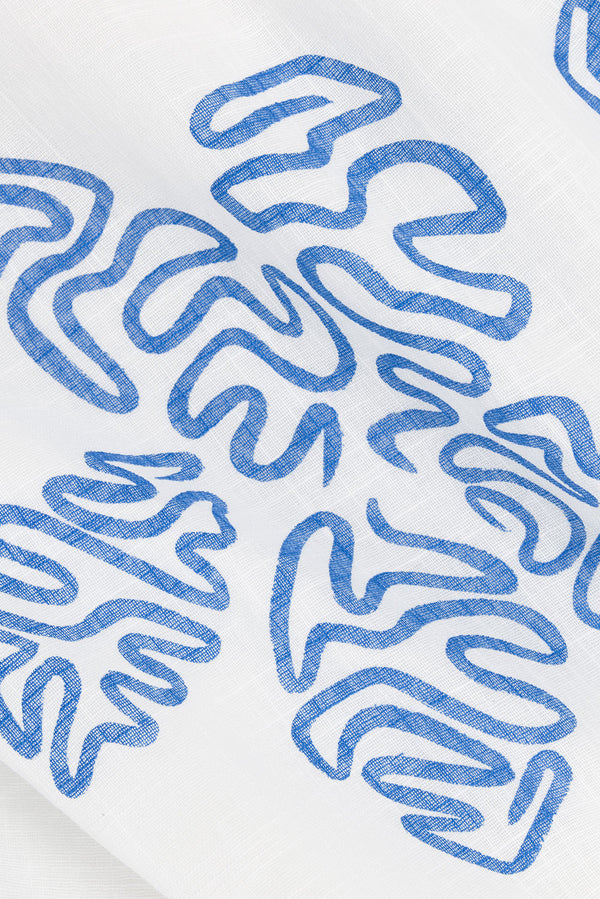 Catie Thin Strap Tropical Backless Maxi Dress - White, Blue Evoke Print