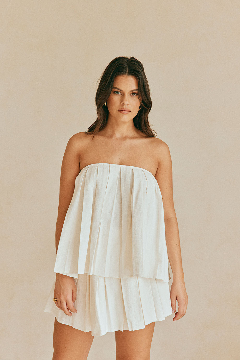 White Pleated High Waist Wrap Mini Amity Skirt