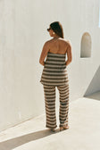 Brown and White Stripe Strapless Cosmo Top