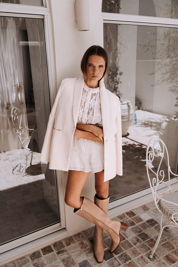 White Puff Sleeve Ruffle Alvaro Playsuit 