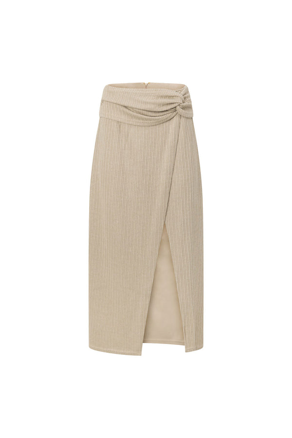 Khaki Knot Split Wrap Maxi Nina Skirt
