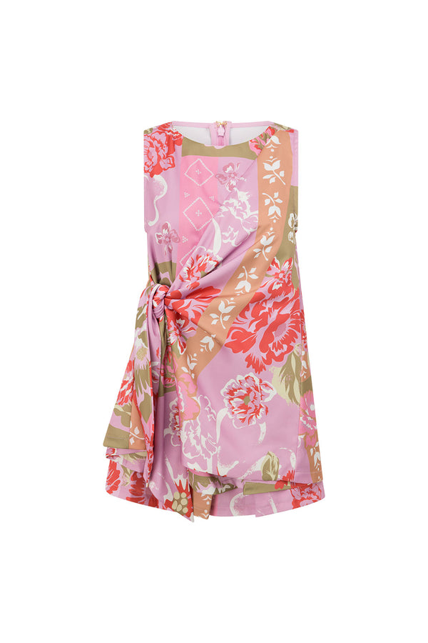 Pink Botanic Patch Floral Print Wrap Kimber Playsuit