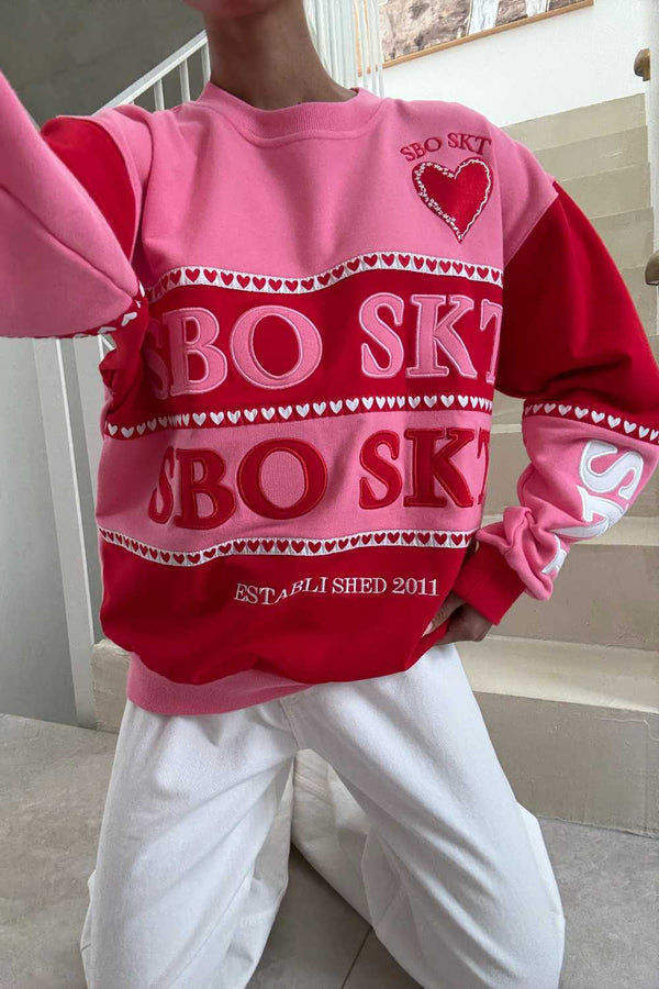 Pink and Red Terry Oversized Vintage Adora Sweater