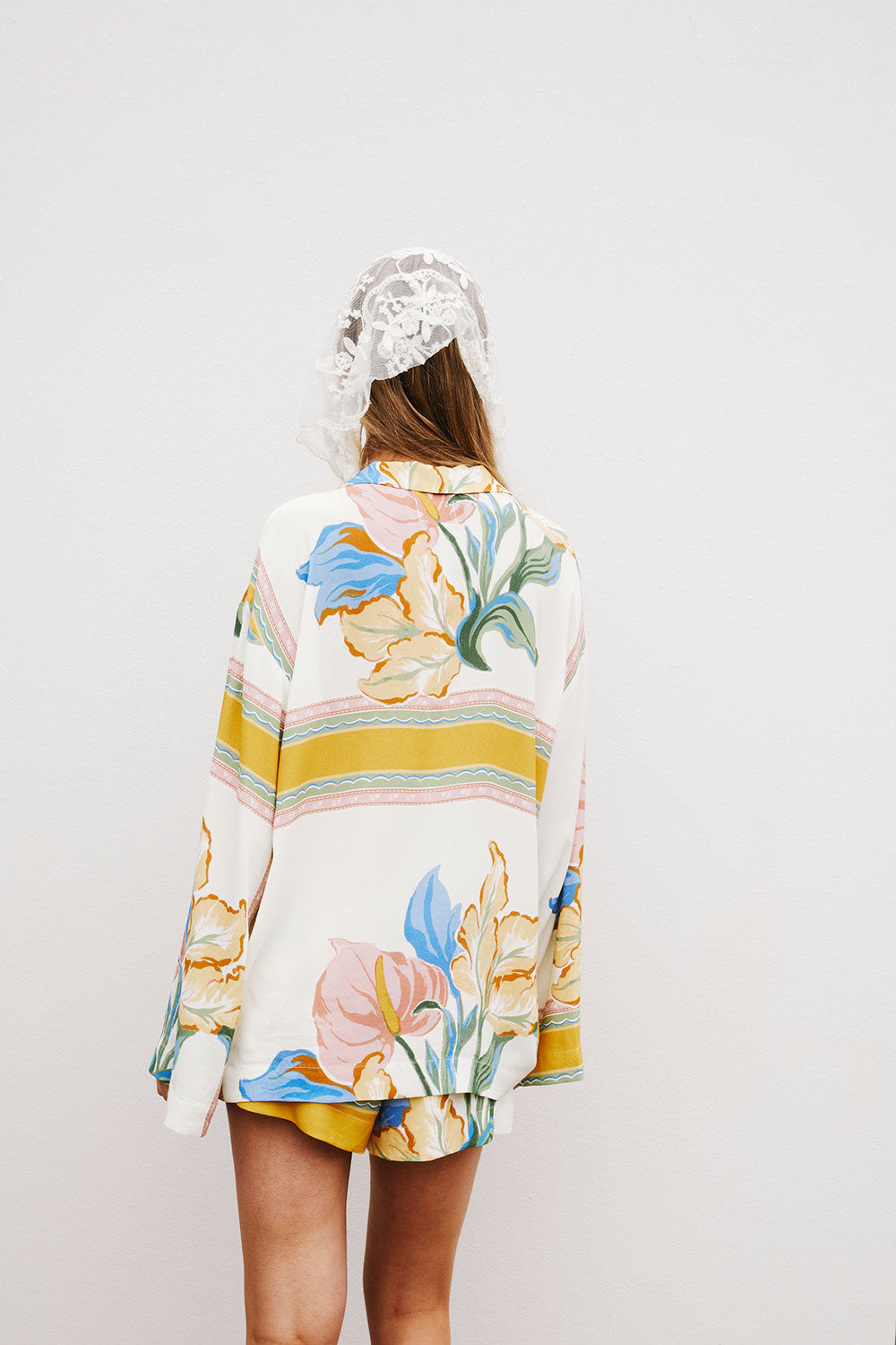 White and Yellow Botanique Button-Up Keziah Top