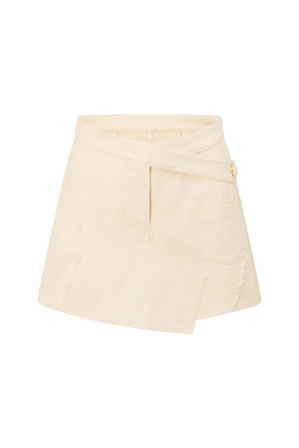 Cream Cotton Denim Mini Anais Skort