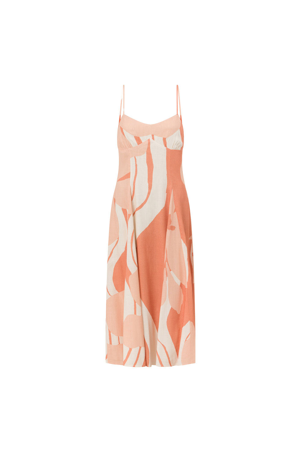 Peach Solanto Print Strappy Maxi Seme Dress