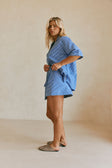 Alyssia Mini Wrap Skirt - Blue, White Stripe