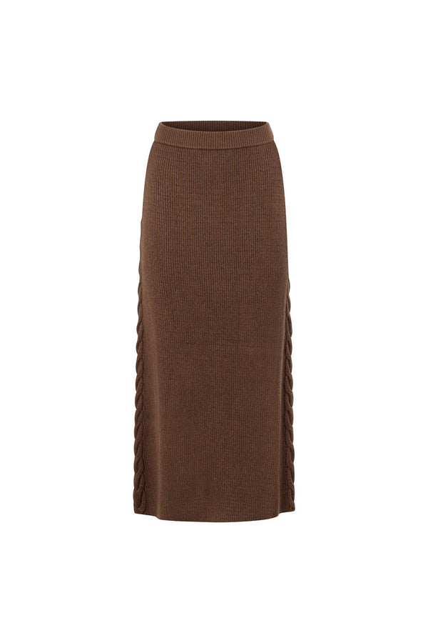 Chocolate Brown High Waist A-Line Maxi Ellarose Skirt