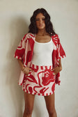 Red and Pink Darling Floral Print A Line Delphia Skirt