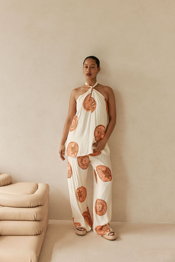 Beige Nomisma Sea Shell Print Drawstring Rosalee Paints