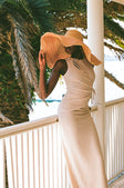 Beige Wrap Fitted Maxi Eliana Dress