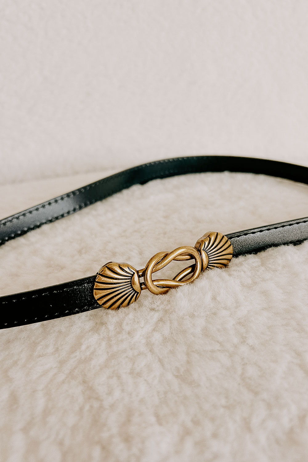 Black Leather Gold Toned Hardware Kitten Paw Belt