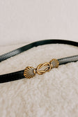 Black Leather Gold Toned Hardware Kitten Paw Belt