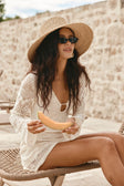 White Lace Long Sleeve V Neck Mini Wren Dress