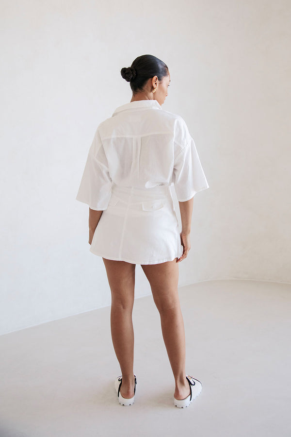 Paige Button Top - White