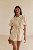 Beige Broderie Drawstring Wynter Shorts
