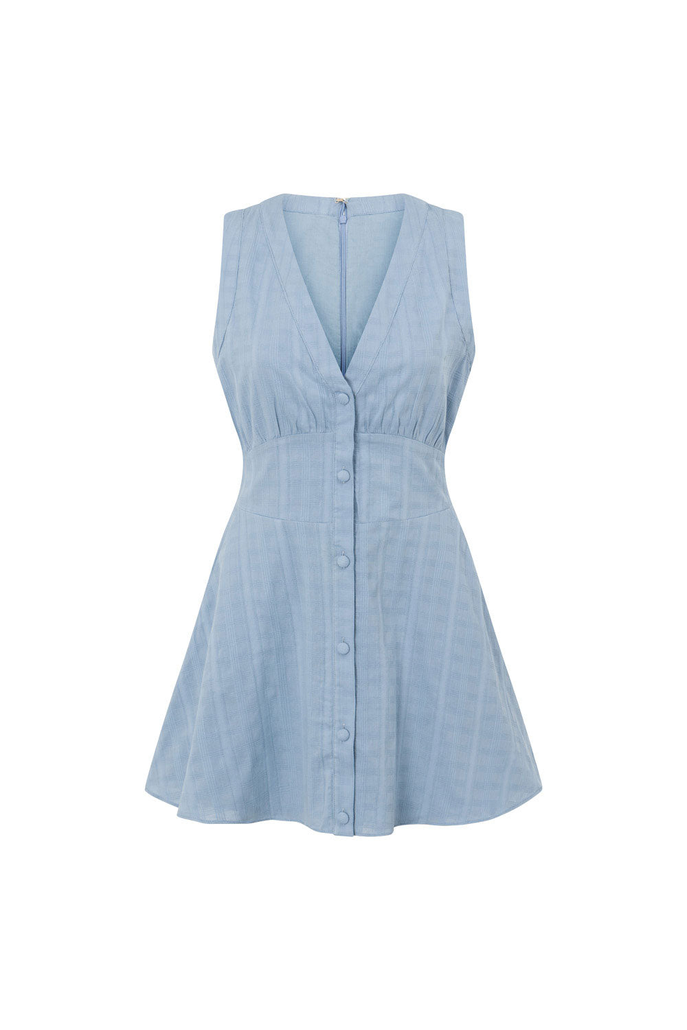 Blue V Neck Button Up Mini Shaelagh Dress