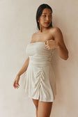 Grey Strapless Gathered Mini Airlie Dress