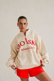 Geneva Vintage Oversized Sweater - Fleece Cream Red