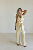 Butter Yellow Silky Wrap Valentina Jumpsuit
