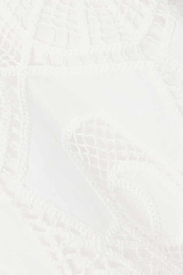 White Embroidered Cutwork Wide Leg Donna Pants