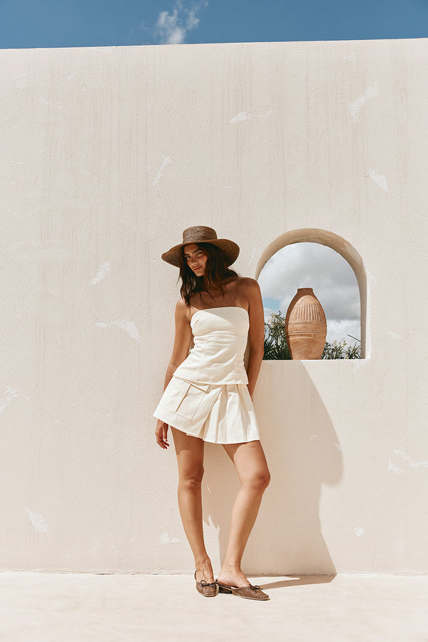 Cream Strapless Panelled Zhara Top