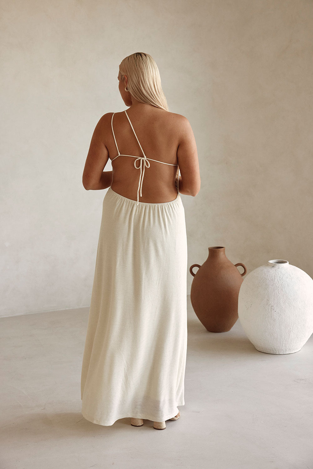 Bridal Cream One Shoulder Backless Maxi Emilee Dress SABO Bridal Cream One Shoulder Backless Maxi Emilee Dress SABO