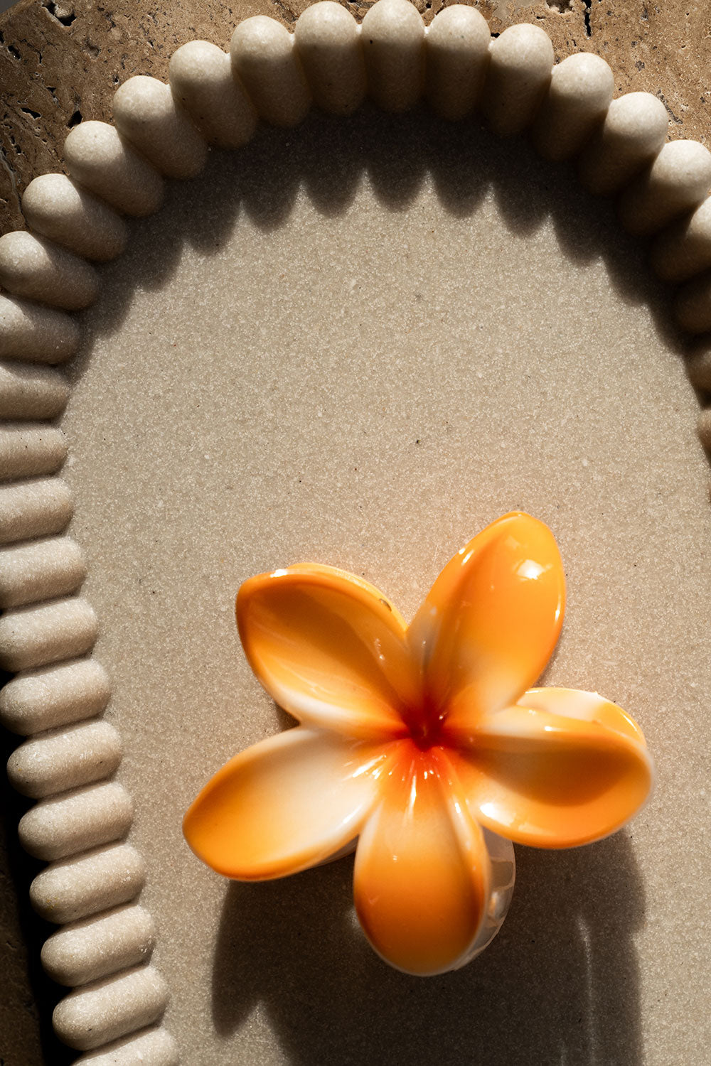 Orange Flower Frangipani Claw Clip
