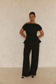 Black Suiting Panel Naomi Top