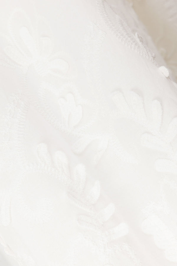 White Leafy Motif High Waist Cambria Pants