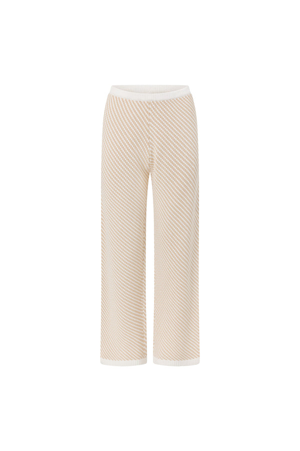 Beige and White Stripe Woven Wide Leg Billy Pants