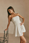Grey Strapless Gathered Mini Airlie Dress