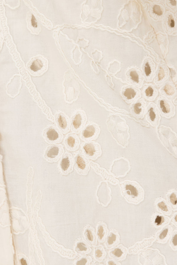 Beige Broderie Ruffle Button Up Wynter Top