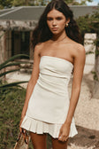 White Strapless Pleated Mini Izel Dress