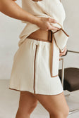 Cream Ribbed Elastic High Waist Jaxon Shorts