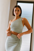 Sage Green One Shoulder Midi Azaria Dress