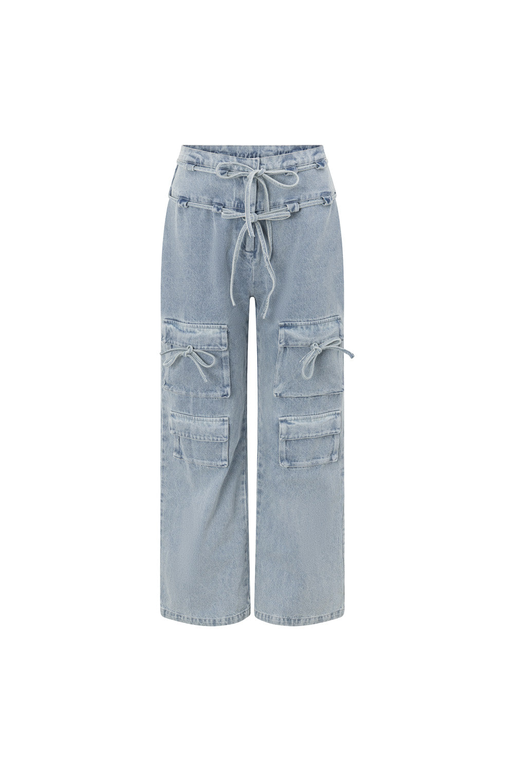 Blue Denim Tie Pocket Cargo Jaicee Pants