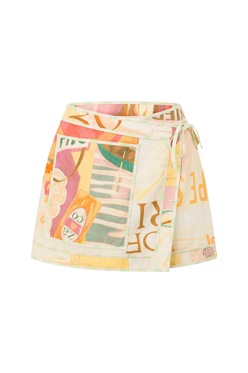 La Dolce Vita Wrap Mini Skirt - Fiorire Rosa Orange, Pink