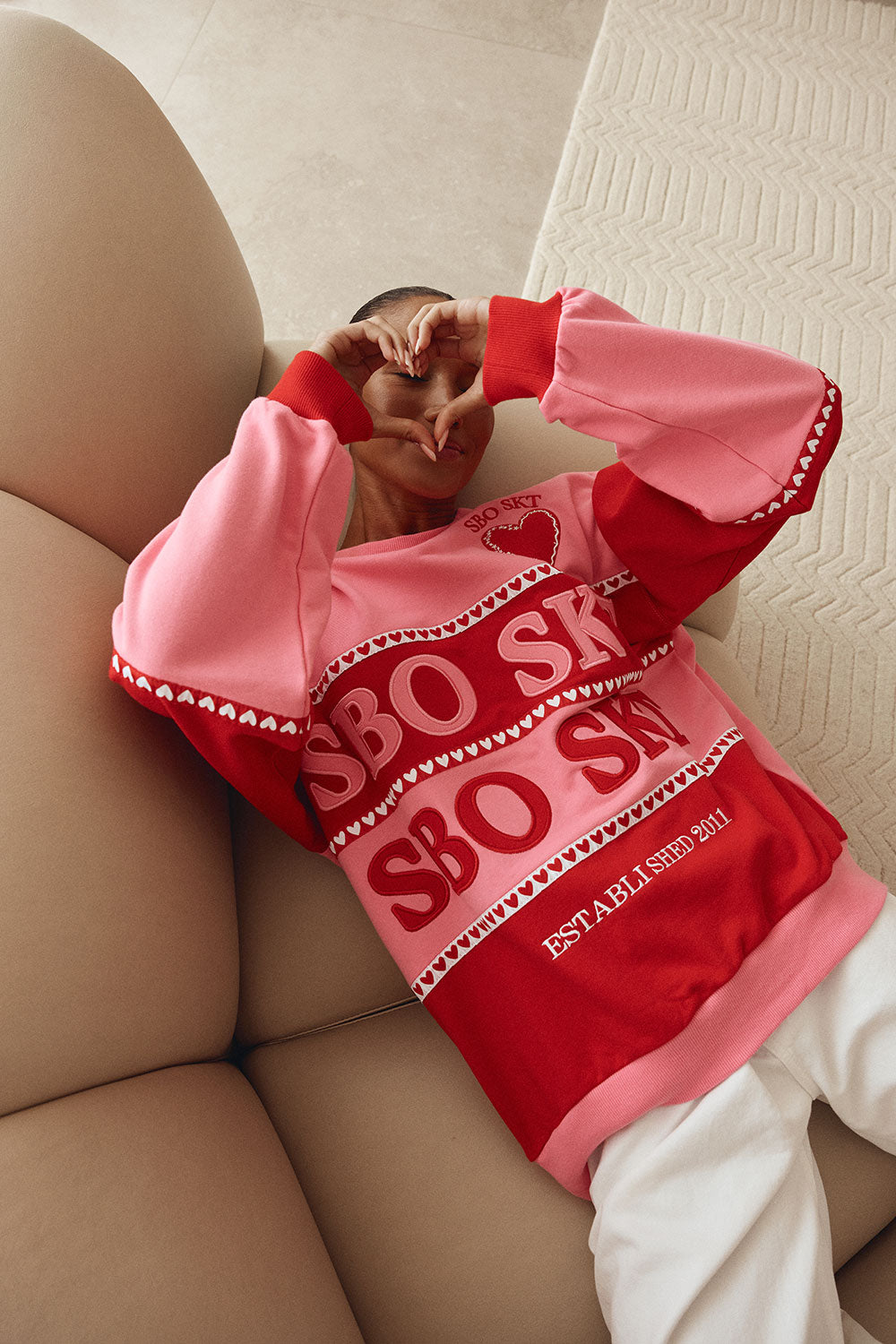 Pink and Red Terry Oversized Vintage Adora Sweater