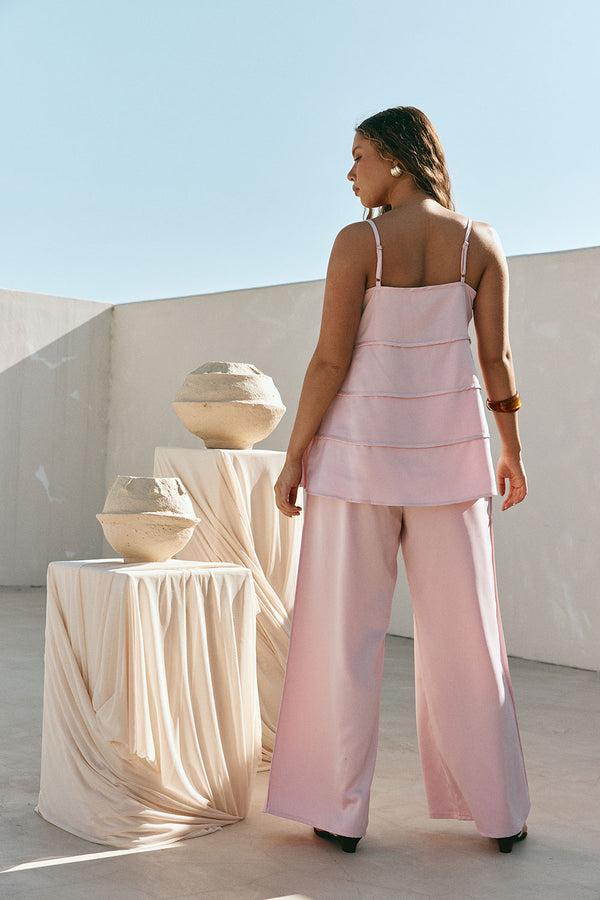 Blush Pink Strappy Panel Tamar Top