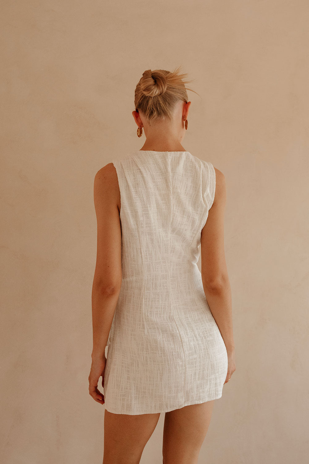 Fallon V Neckline Wrap Mini Dress - White