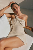 Beige One Shoulder Cutout Mini Knot Dimmi Dress