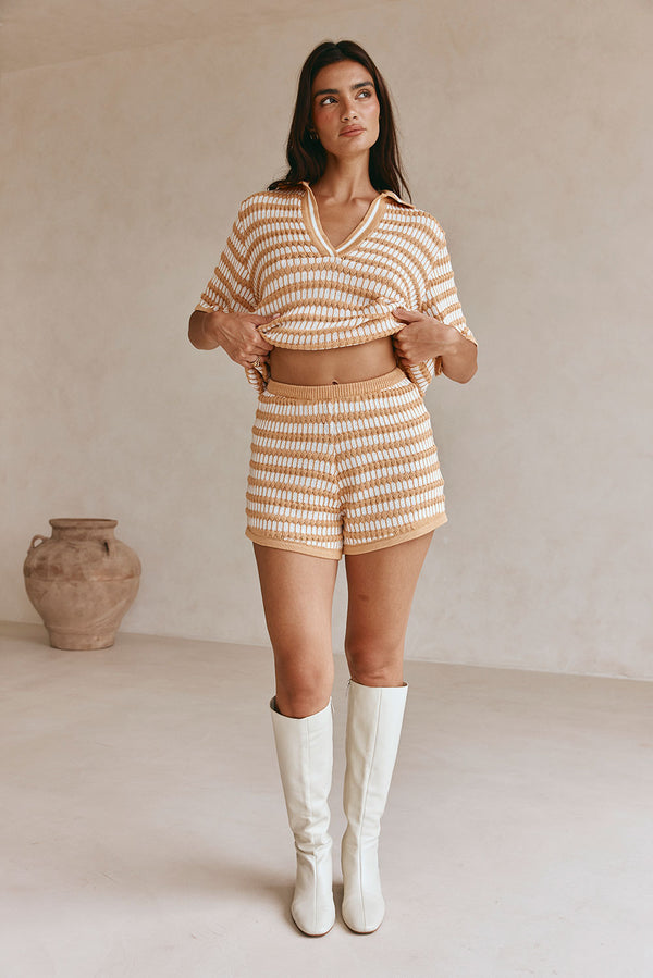 Orange Knit Elastic Josie Shorts