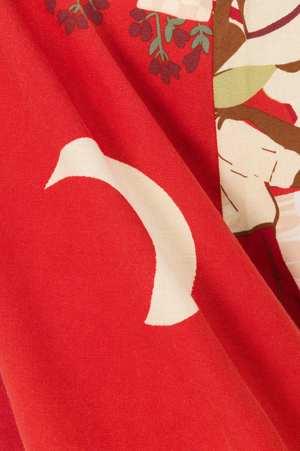 Red Palma Vista Print V Neck Maxi Mira Dress