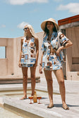 Blue Solis Print Elastic Drawstring Indra Shorts