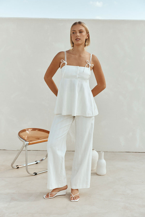 White Cotton Strappy Babydoll Tilda Top
