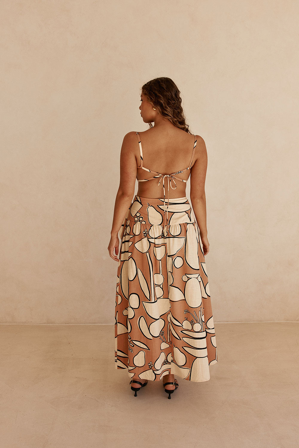 Orange Barrosa Print Slit Maxi Tahaa Skirt