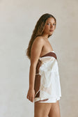 Brown Sable Floral Print Strapless Ria Playsuit